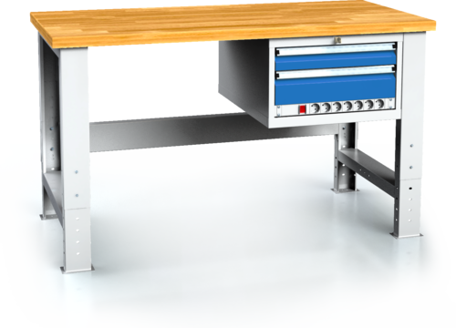Workbenches alcera PROFI - board - foot - container 700 - 1055 x 1500 x 700